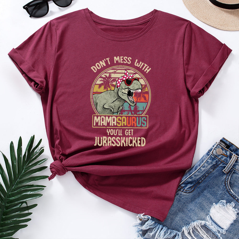 European And American Women's Loose Round Neck Short Sleeve T Shirt Women