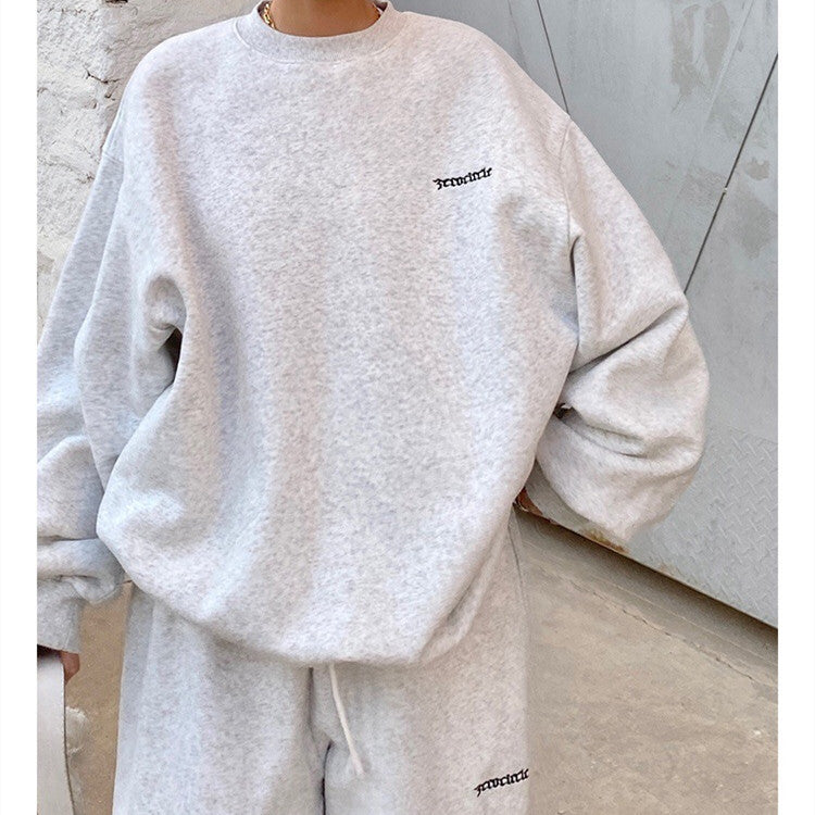 Women's Fashion Loose Casual Gray Sports Sweater Suit