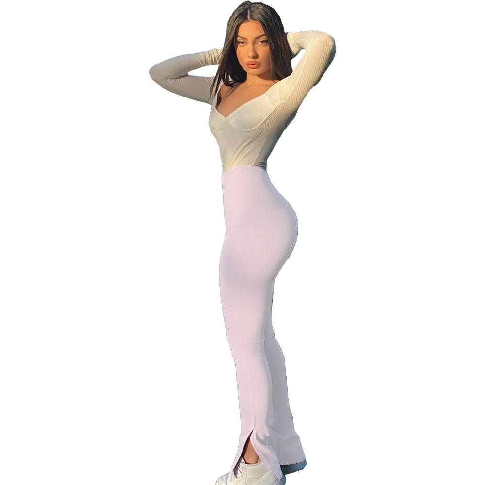 Slim-open micro pants with slim front