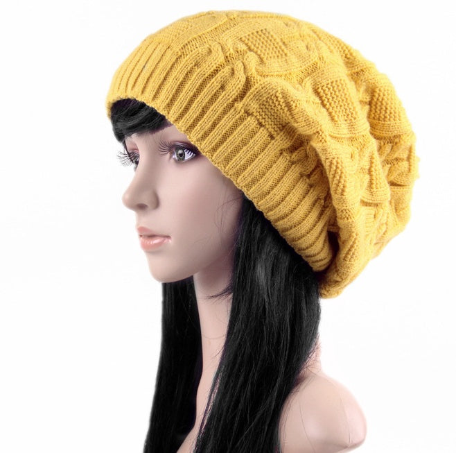 Winter Pile Knitted Woolen Women's Double-layer Hat