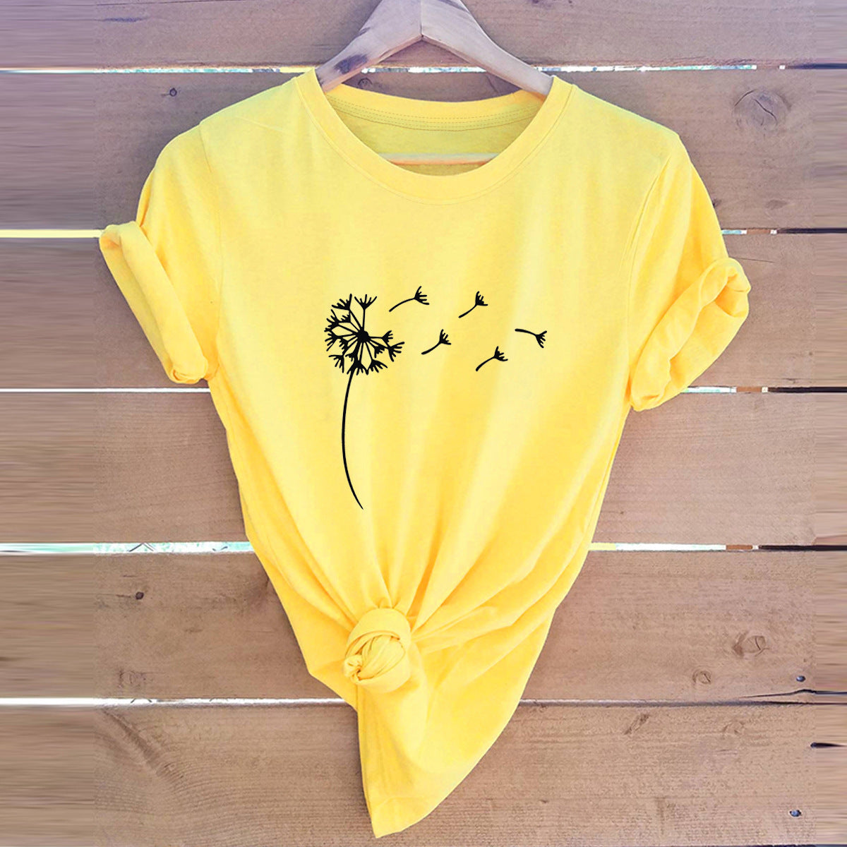 Women's Fashion Dandelion Print Short Sleeve
