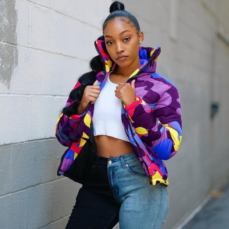 Camouflage print cotton coat