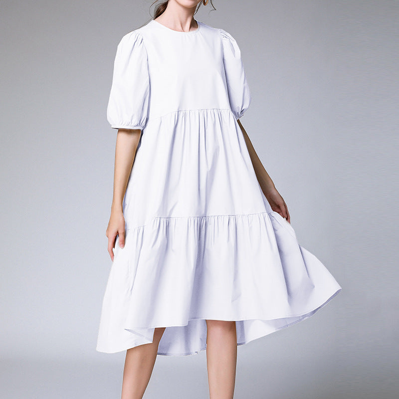 Loose fashion pleated stitching dress