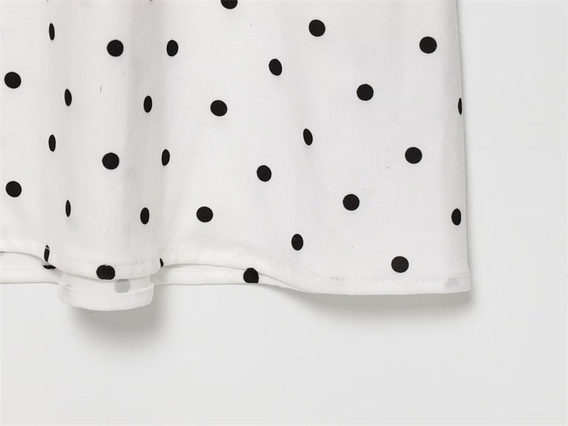 Polka Dot Elegant Slim Fit V-neck Strap Long Dress