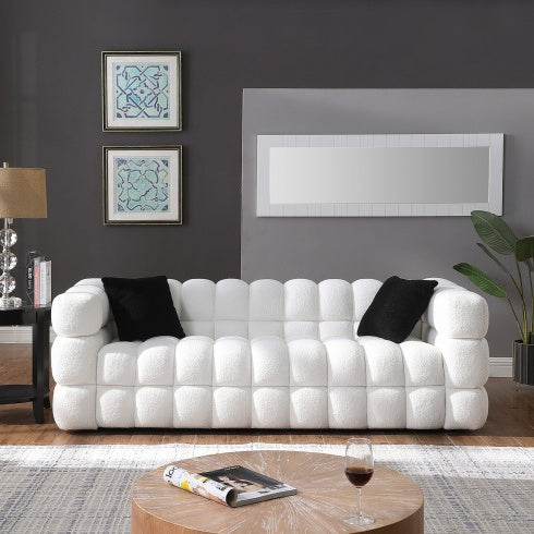 84.3 Length ,35.83 Deepth ,human Body Structure For USA People, Marshmallow Sofa,boucle Sofa ,White Color,3 Seater