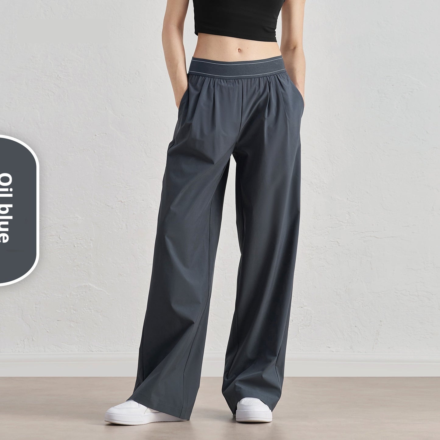 Casual Wide Leg Drooping Straight Pants Waistline Lifting Design