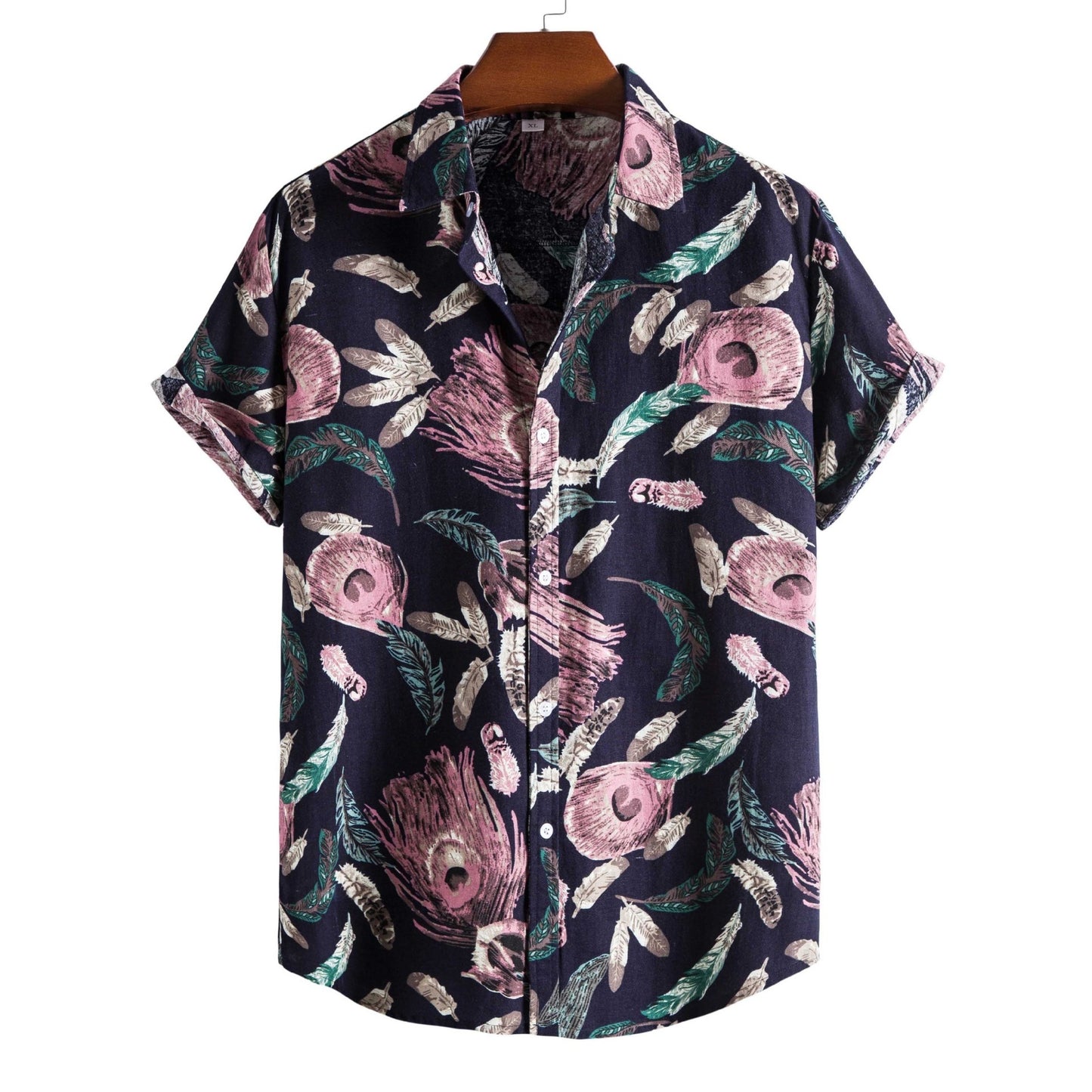 Printed Casual Men's Short-sleeved Shirt Lapel