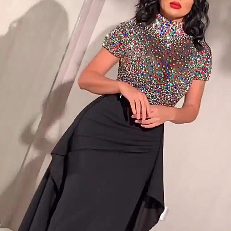 Women's Sequin Wrap Hip Party Gown Dress