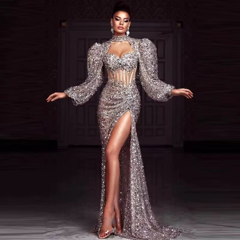 Women's Long Dress Long Sleeve Puff Sleeves