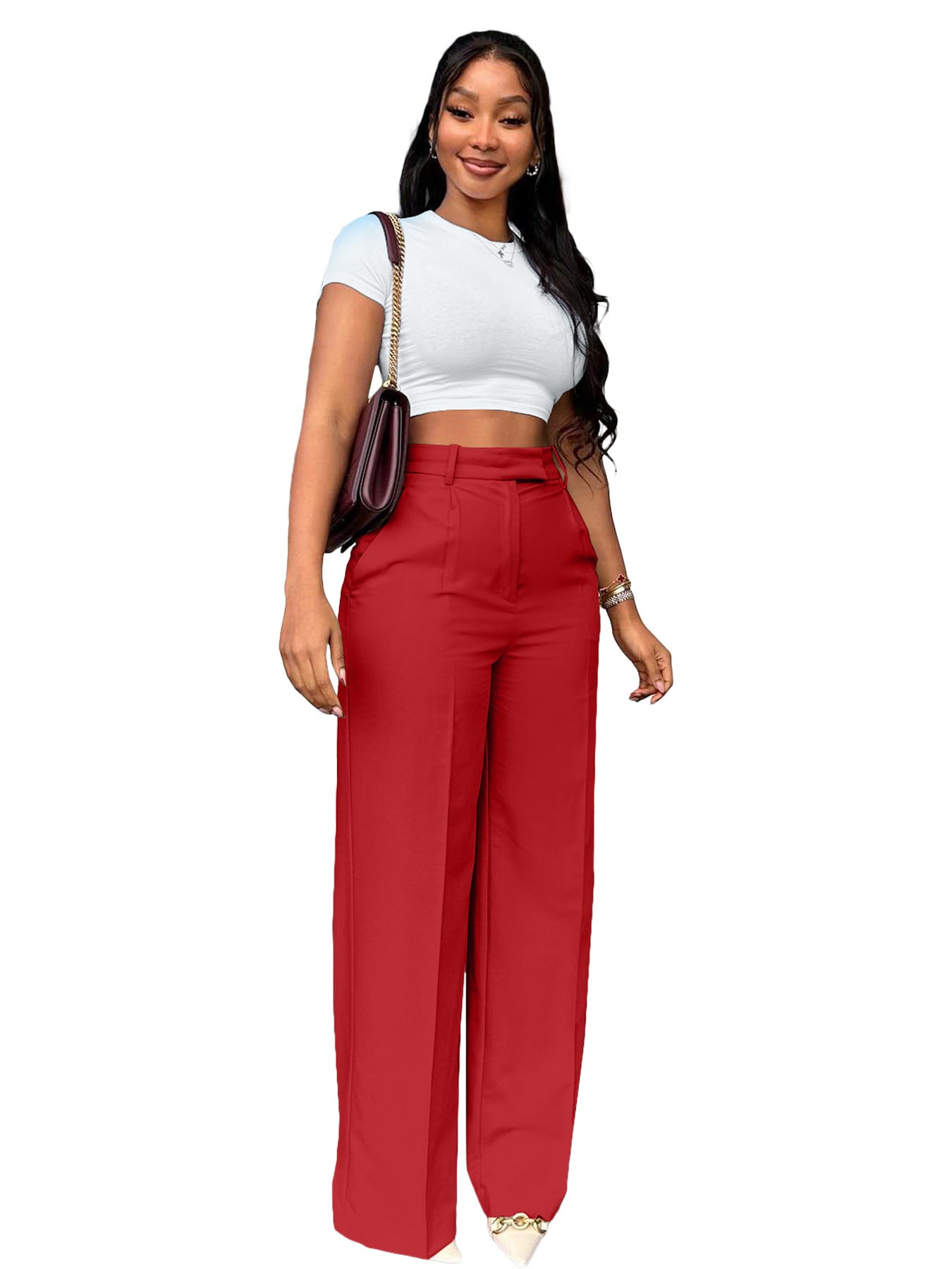 Women's High Waist Straight-leg Wide-leg Pants