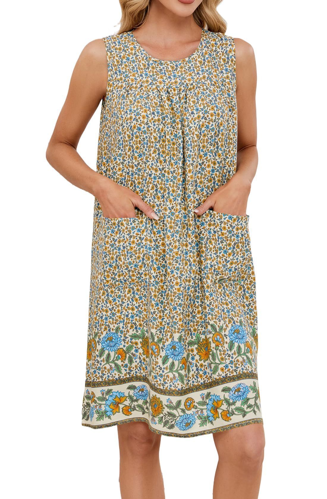Vest Floral Pocket Dress Light Green Flower