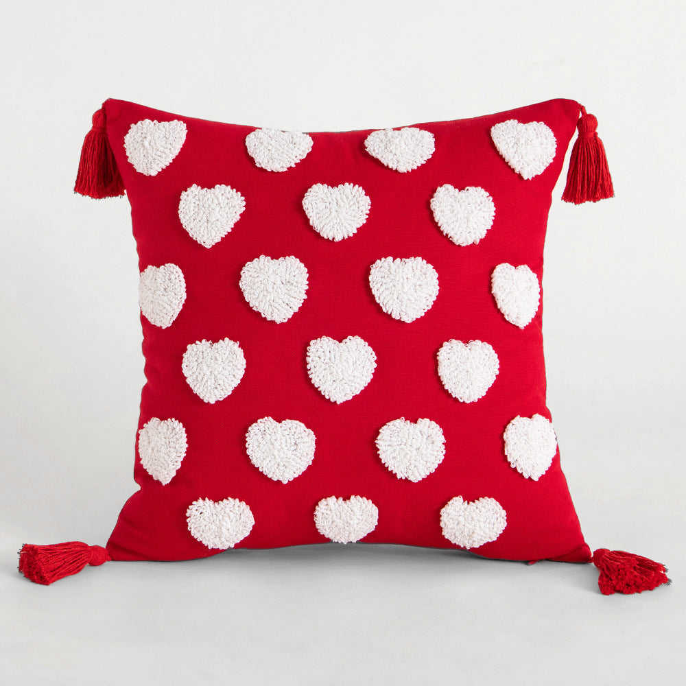 Cotton Embroidered Love Pillow Cover