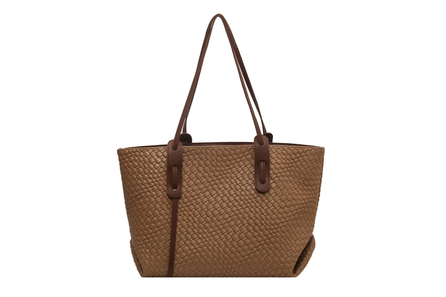 Large Capacity Woven Shouder Bgas Women Versatile Retro Textured Solid Color Totes
