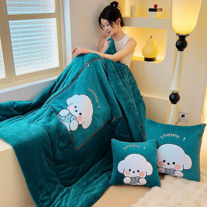 Milk Fiber Cute Dog Multifunctional Pillow Quilt