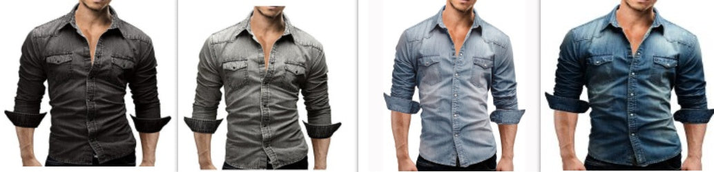 Men's Two-pocket Casual Long-sleeved Denim Shirt