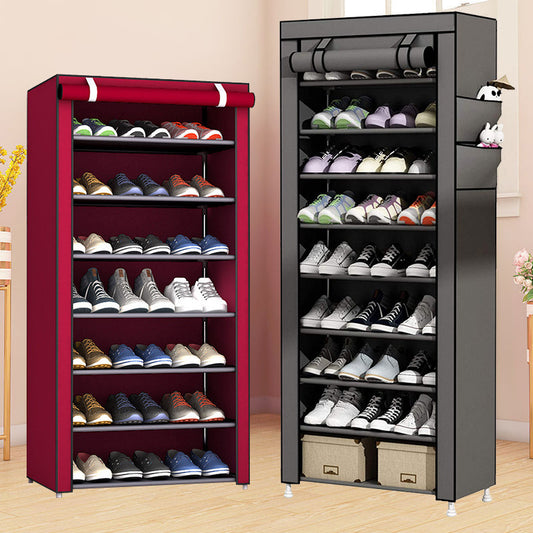 Simple Shoe Rack Multi-layer Steel Pipe Assembly Dustproof Shoe Cabinet