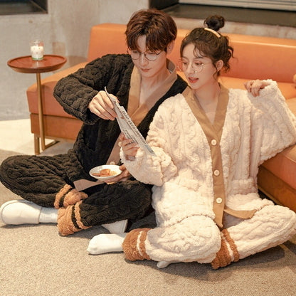 Warm And Fleece Thickened Flannel Home Service Suit