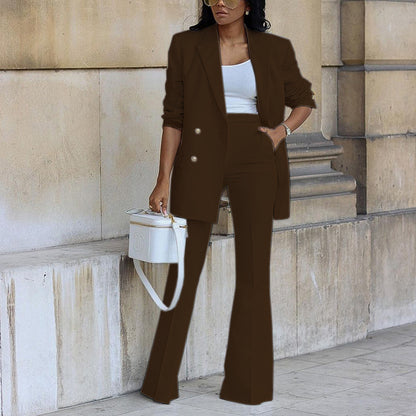 Casual Fashion Suit Wide Leg Pants Two Piece