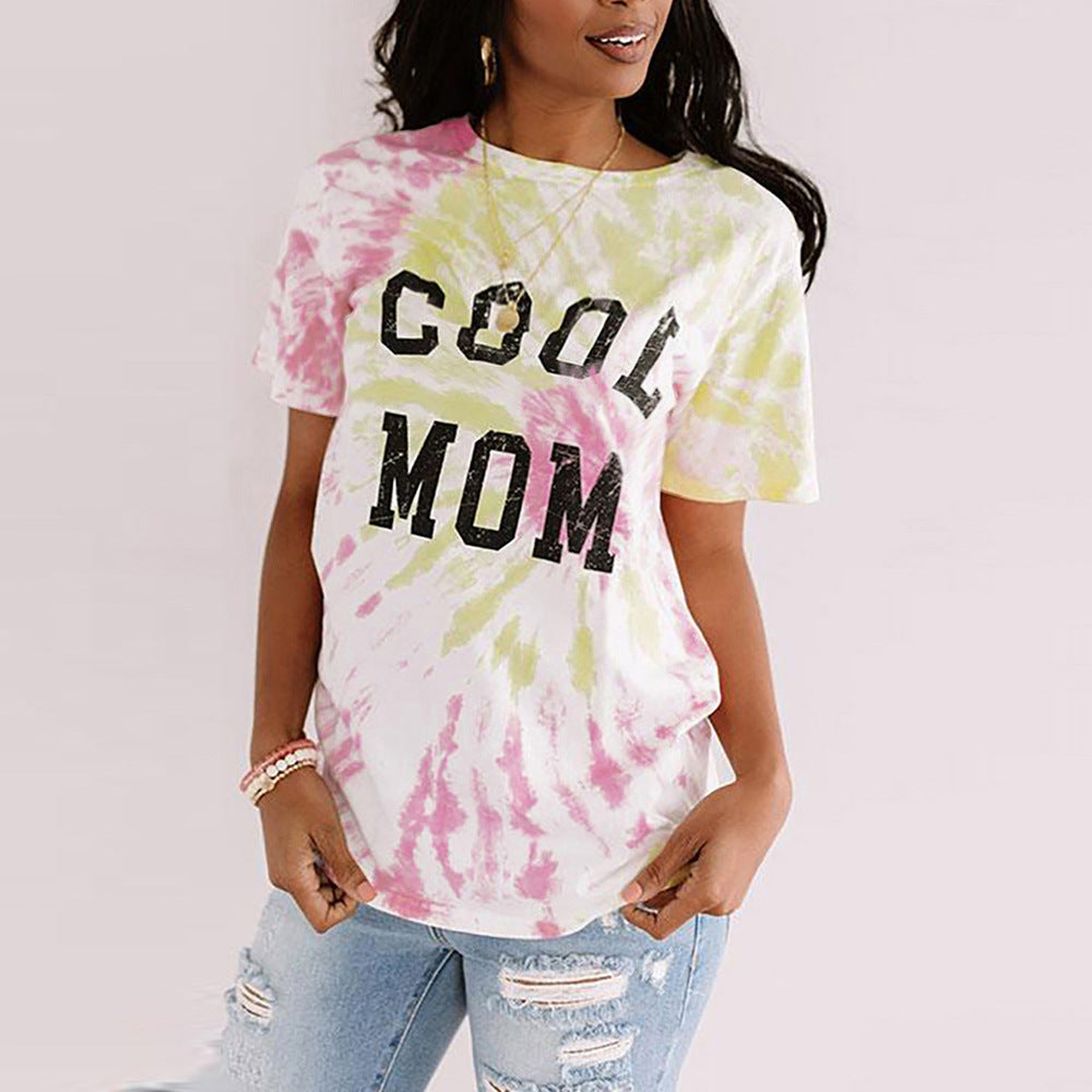 European And American Digital Printing Short-sleeved Women's Summer Loose T-shirt