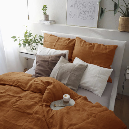 Washed Pure Linen Bed Sheet Quilt Cover Four-piece Set