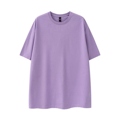 280g Pure Cotton Solid Color Short Sleeve American Casual Loose Shoulder T-shirt