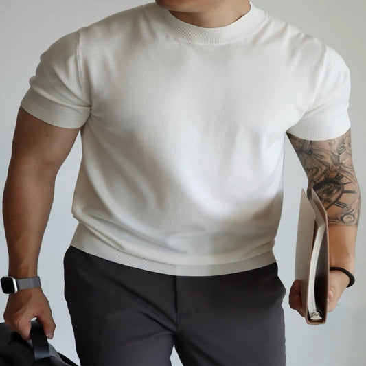 Knitwear Men's Solid Color Slim-fit Commute Breathable T-shirt