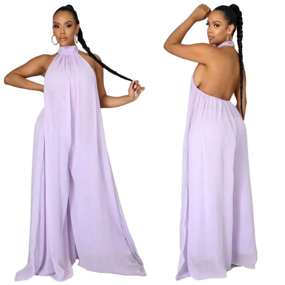 Casual Chiffon Loose Backless Women s Jumpsuit