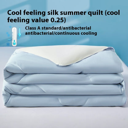 Pure Color Cool Silk Summer Blanket Airable Cover Single Double Summer Ice Cream Ice Silk Summer Quilt Machine Washable Thin Duvet
