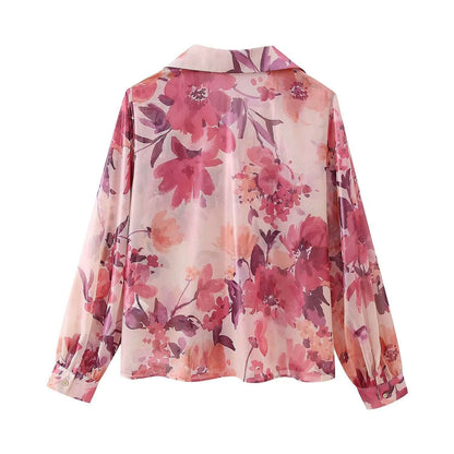 Fashion Casual Two-piece Suit Printed Long Sleeve Shirt High Waist Skirt Suit
