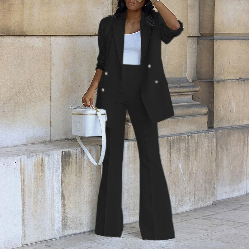 Casual Fashion Suit Wide Leg Pants Two Piece