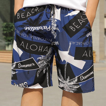 Summer Beach Pants Men's Loose Casual Fifth Pants Ice Silk High Elasticity Quick-drying