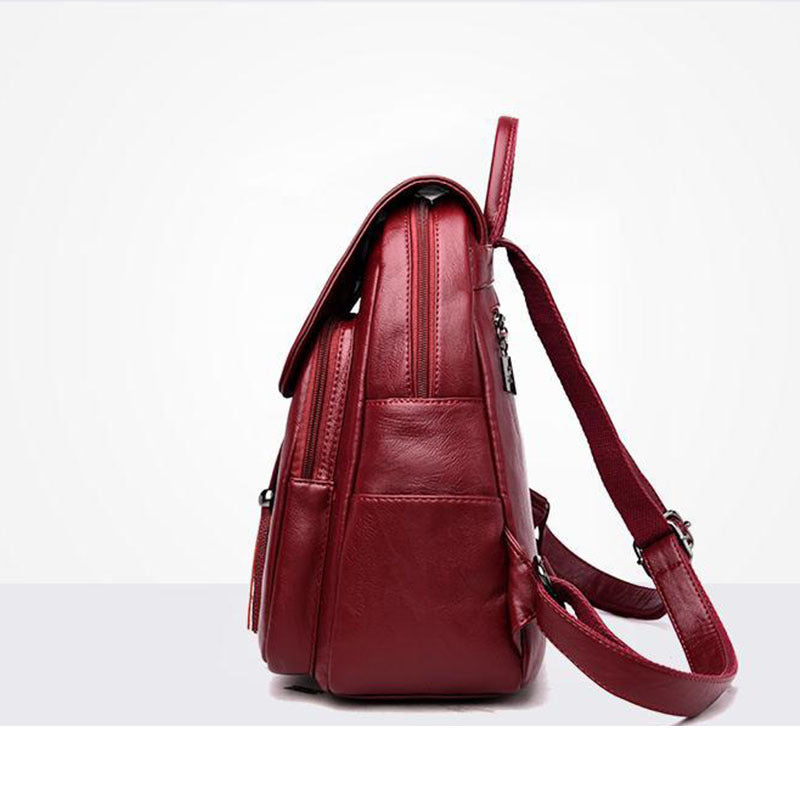 Ladies Large-capacity Soft Leather Backpack With Fringe