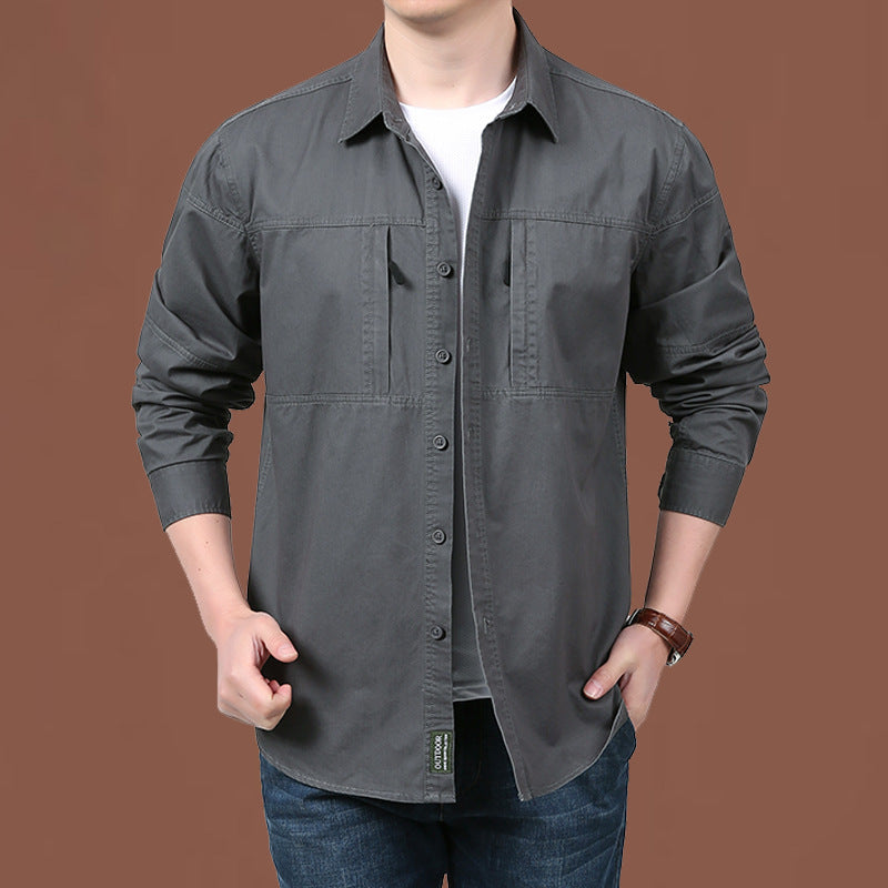 Men's Cotton Overalls Long Sleeve Shirt