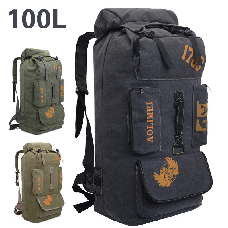 Large Capacity 100L Travel Canvas Backpack