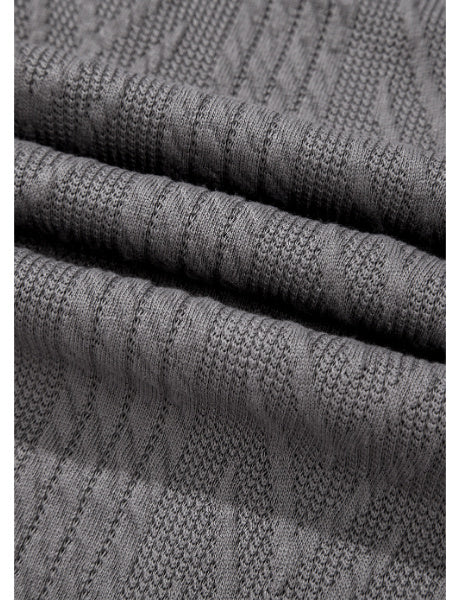 Medium Grey Solid Textured Open Front Cardigan With Pocket