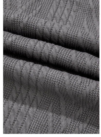 Medium Grey Solid Textured Open Front Cardigan With Pocket