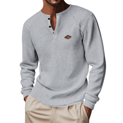 Waffle Buckle Quick-drying Raglan Henry Long Sleeve