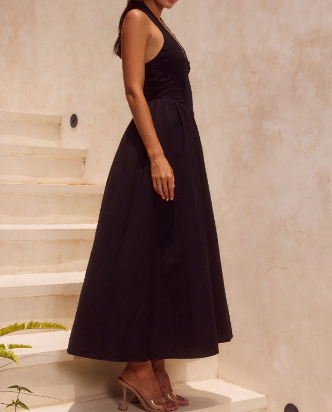 Halter Lace-up Backless Long Dress