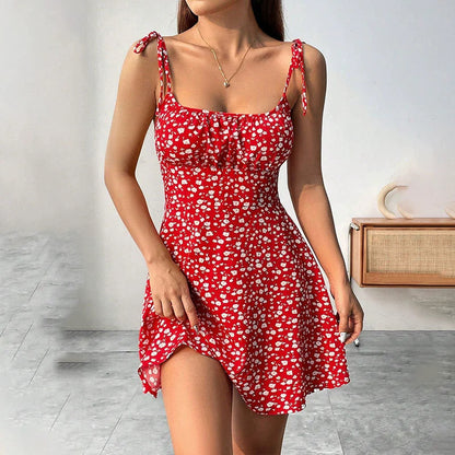 Sweet Waist Trimming A- Line Western Style Slimming Casual Dress