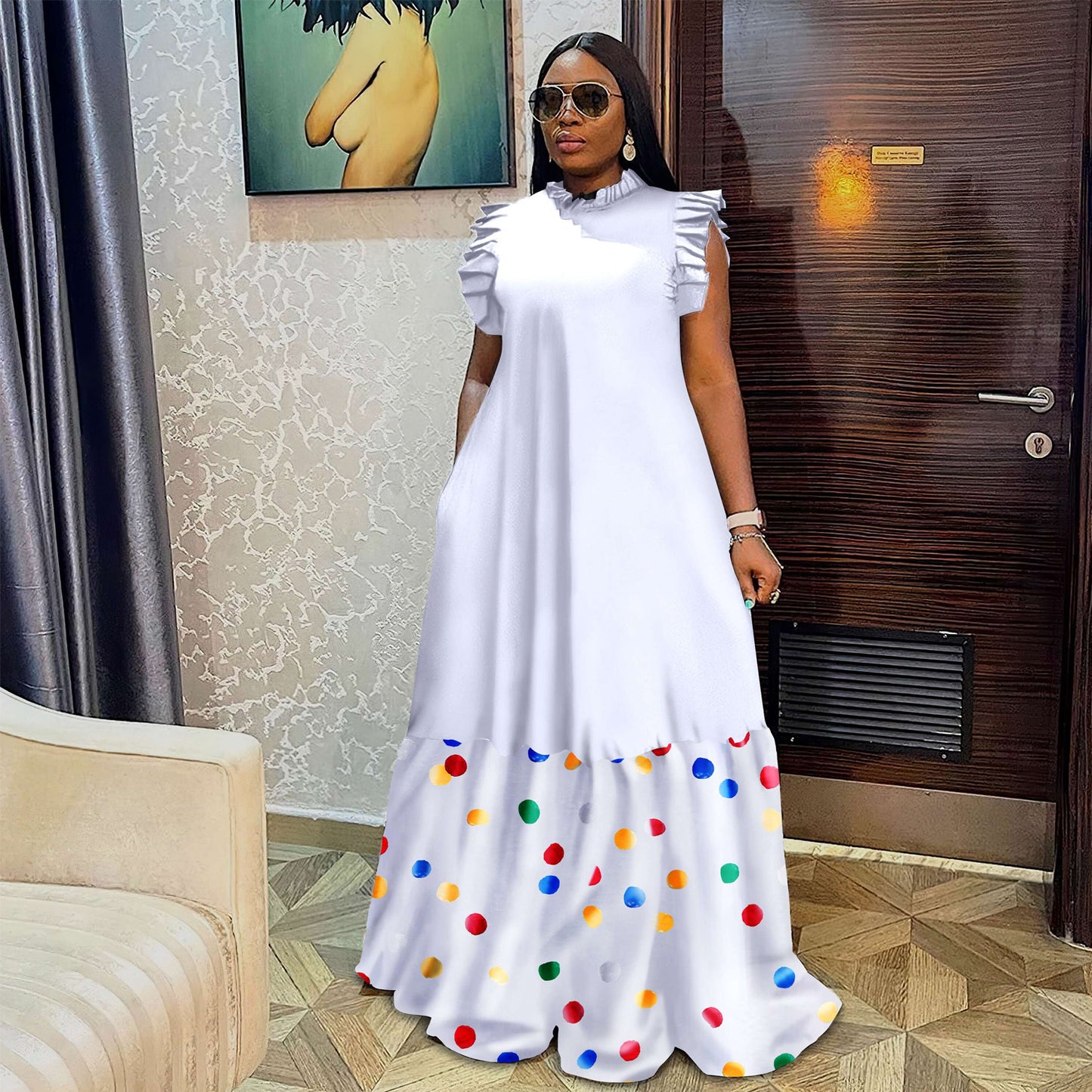 European And American Large Print Dress