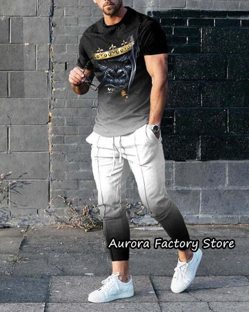 Men's Short-sleeved Trousers Suit 3D