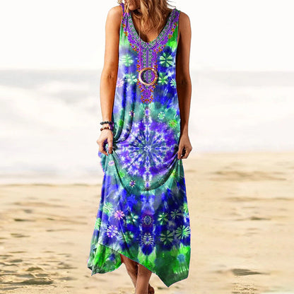 Loose Printed Vest Dress For Women