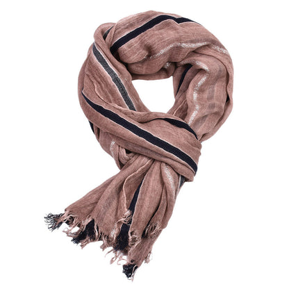 Men's Retro Gentleman Gold Thread Striped Scarf