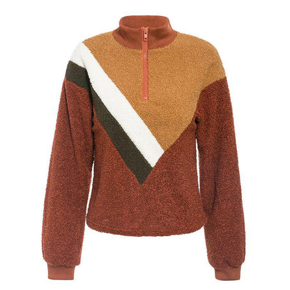 Teddy cashmere stitching zipper sweater