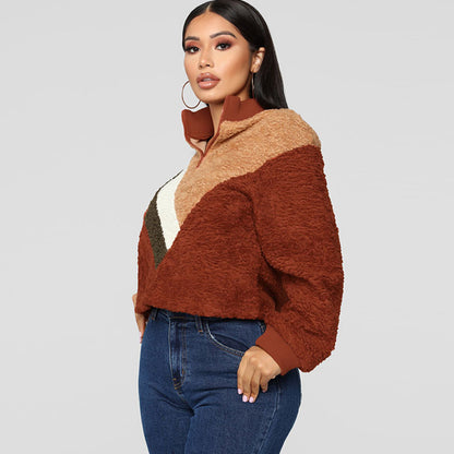 Teddy cashmere stitching zipper sweater