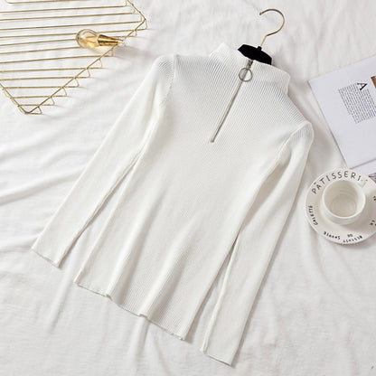 Turtleneck circle zipper pullover sweater