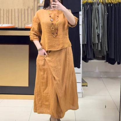 Casual Solid Color Loose Dress Two-piece Suit
