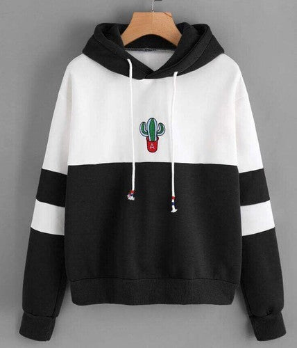 Women's loose hooded printed sweater