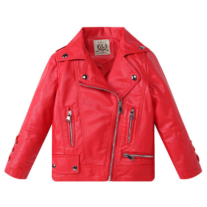 Children's Leather Fashion Boys And Girls Motorcycle