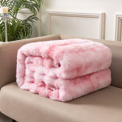 Autumn And Winter Thickening Nap Tie-dyed Double-sided Imitation Rabbit Fur Blanket